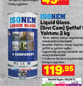 ISONEM Liquid Glass Sıvı Cam Şeffaf Su Yalıtımı 2 kg