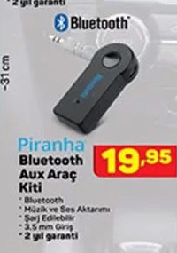 Piranha Bluetooth Aux Araç Kiti